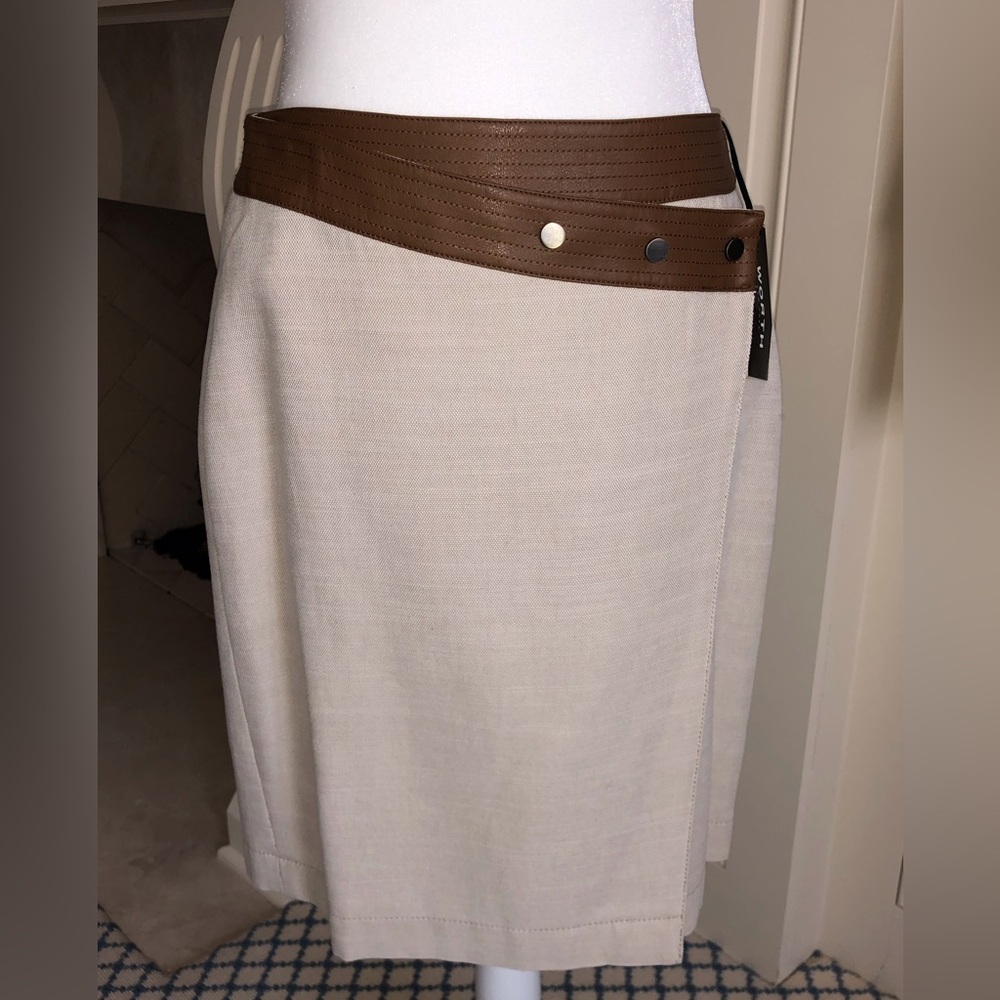 NWT WORTH Beige Wrap Skirt Size 4